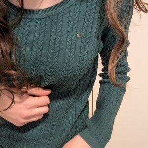 Tommy Hilfiger Green Cable Knit Sweater